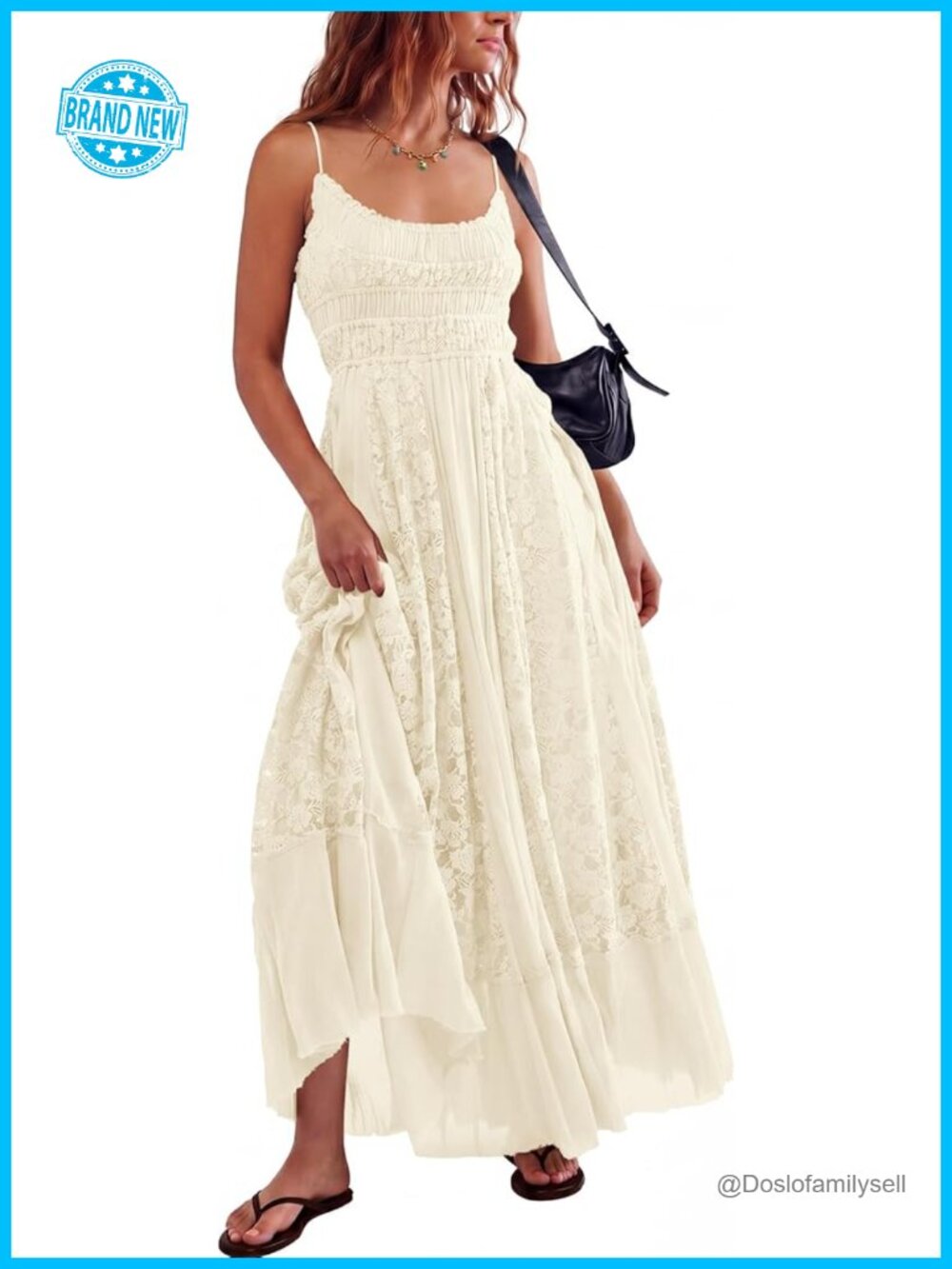 Lace Floral Embroidered Bohemian Maxi Dress - A-Line Beach Summer Dress